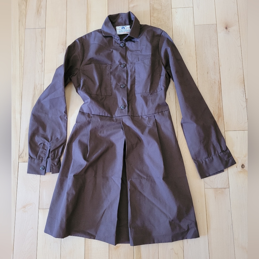 Vintage Girl Guides Brown Dress, Kids Size 12